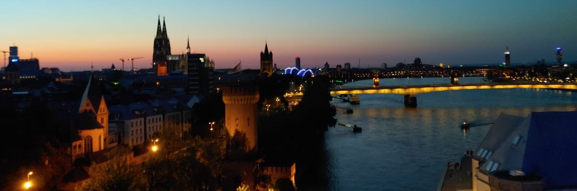 Cologne skyline at dusk